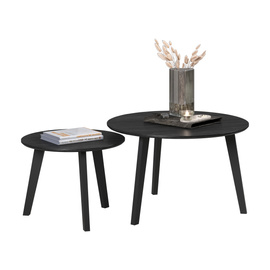 Zestaw 2 stolików kawowych okrągłych jesion czarny  70 cm, 50 cm Loftis
