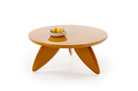 Stolik kawowy okrągły musztardowy połysk 80 cm Soraya