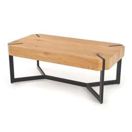 Stolik kawowy prostokątny dąb złoty / czarny mat 110 x 60 cm Lavida