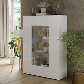 Witryna dwudrzwiowa biała połysk 121 x 166 cm Corda