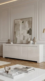 Komoda z drzwiami biała wysoki połysk 210 cm Amaretto