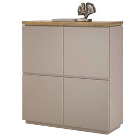 Komoda wysoka z drzwiami beżowoszara / drewno akacjowe mat 113 cm Cavo