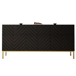 Komoda z dzwiami czarna mat / wysoki połysk 160 cm Blend