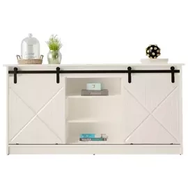 Komoda z drzwiami przesuwnymi biała mat / wysoki połysk 160 cm Windsor