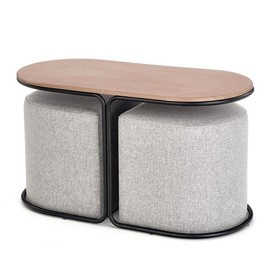 Ława z pufami Pampa orzech, czarny, popiel