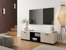 Szafka RTV kaszmir / czarna mat 140 cm Simple