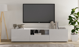 Szafka RTV biała połysk 184 cm Corda