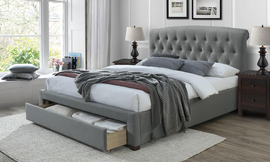 Łóżko tapicerowane z szufladą szare 160x200 cm Avanti