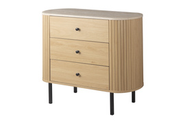 Komoda owalna z szufladami dąb / trawertyn mat 80 cm Fabia