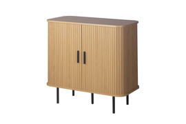 Komoda owalna z drzwiami dąb / trawertyn mat 80 cm Fabia