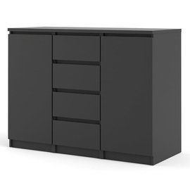 Komoda z szufladami i drzwiami czarna mat 121 cm Naia