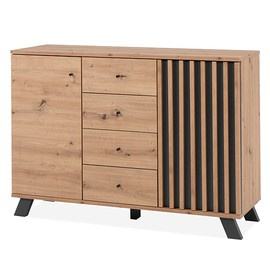 Komoda z szufladami i drzwiami dąb artisan / antracyt mat 118 cm Medan
