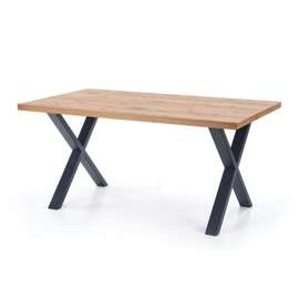 Stół rozkładany jasny dąb / czarny mat 160 - 250 x 90 cm Xavier