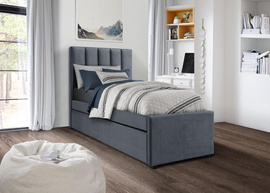 Łóżko jednoosobowe szare 90 x 200 cm Russo