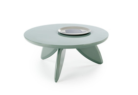 Stolik kawowy okrągły niebieski połysk 80 cm Soraya