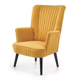 Fotel wypoczynkowy tapicerowany musztardowy Delgado