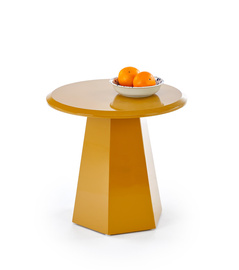 Stolik kawowy okrągły musztardowy połysk 50 cm Loca