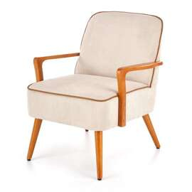 Fotel wypoczynkowy tapicerowany beżowy / orzech Pastore