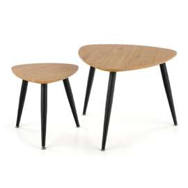 Zestaw 2 stolików kawowych loftowych dąb złoty / czarny mat 60 x 60 cm, 40 x 40 cm Nicea 2
