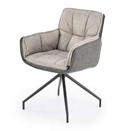 Krzesło obrotowe do jadalni tapicerowane szare K523