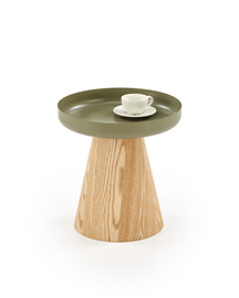 Stolik kawowy okrągły zielony / naturalny mat 40 cm Gina
