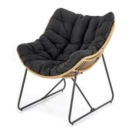 Fotel wypoczynkowy na płozie czarny / naturalny Whisper