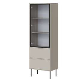 Witryna jednodrzwiowa z szufladami kaszmir mat 60 x 185 cm Linoa