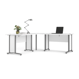 Biurko narożne białe / szare mat 230 cm Prima