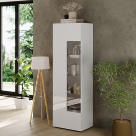 Witryna jednodrzwiowa biała połysk 60 x 187 cm Corda