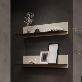Zestaw 2 półek wiszących kaszmir / czarna mat 125 x 20 cm Simple