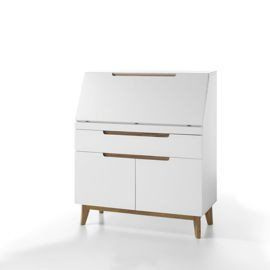 Sekretarzyk z szufladą i drzwiami biały mat 97 cm Malmo