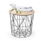 Stolik kawowy okrągły naturalny / czarny mat 42 cm Bonobo