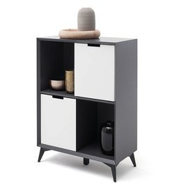 Komoda wysoka z drzwiami szara / biała mat 80 cm Vasco