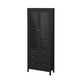 Witryna dwudrzwiowa z szufladami czarna mat 78 x 199 cm Madrid