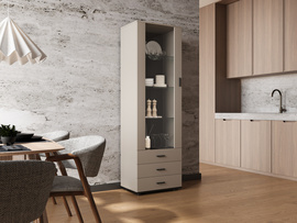 Witryna jednodrzwiowa z szufladami kaszmir mat 60 x 192 cm Simple