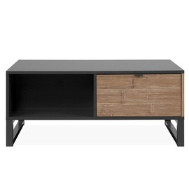 Stolik kawowy z szufladą antracyt / dekor bambus mat 108 x 60 cm Sumatra