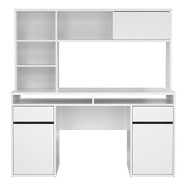 Biurko z nadstawką biały wysoki połysk 149 cm Function Plus