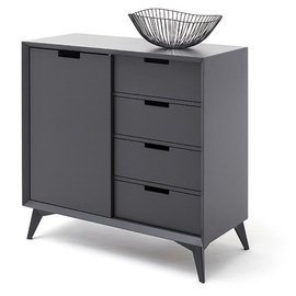 Komoda z szufladami i drzwiami szara / biała mat 93 cm Vasco