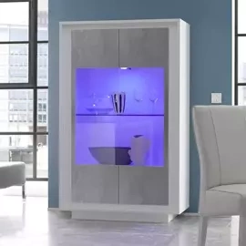 Witryna dwudrzwiowa biała / szara mat 106 x 171 cm Paradise 