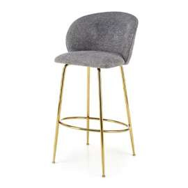 Hoker z oparciem tapicerowany szary / złoty H116