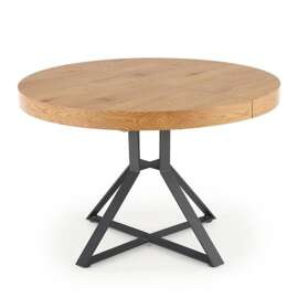 Stół okrągły rozkładany dąb złoty / czarny mat 120 - 160 x 120 cm Mercy 