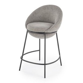 Hoker z oparciem tapicerowany szary / czarny H118