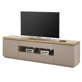 Szafka RTV beżowoszara / drewno akacjowe mat 200 cm Cavo