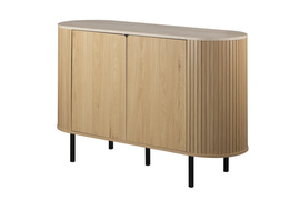 Komoda owalna z drzwiami dąb / trawertyn mat 120 cm Fabia