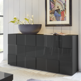Komoda z drzwiami antracyt wysoki połysk 181 cm Solo
