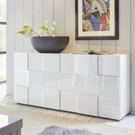 Komoda z drzwiami biała wysoki połysk 181 cm Solo