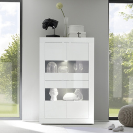 Witryna czterodrzwiowa biała wysoki połysk 102 cm Basic