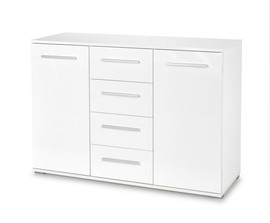 Komoda z szufladami i drzwiami biała mat / wysoki połysk 116 cm Lima
