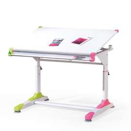 Biurko z regulowaną wysokością i kątem nachylenia białe / różowe / zielone mat 100 cm Collorido