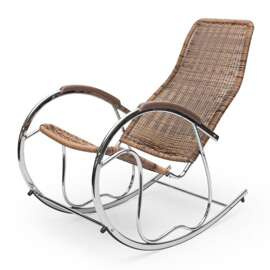 Fotel bujany rattanowy brązowy Ben